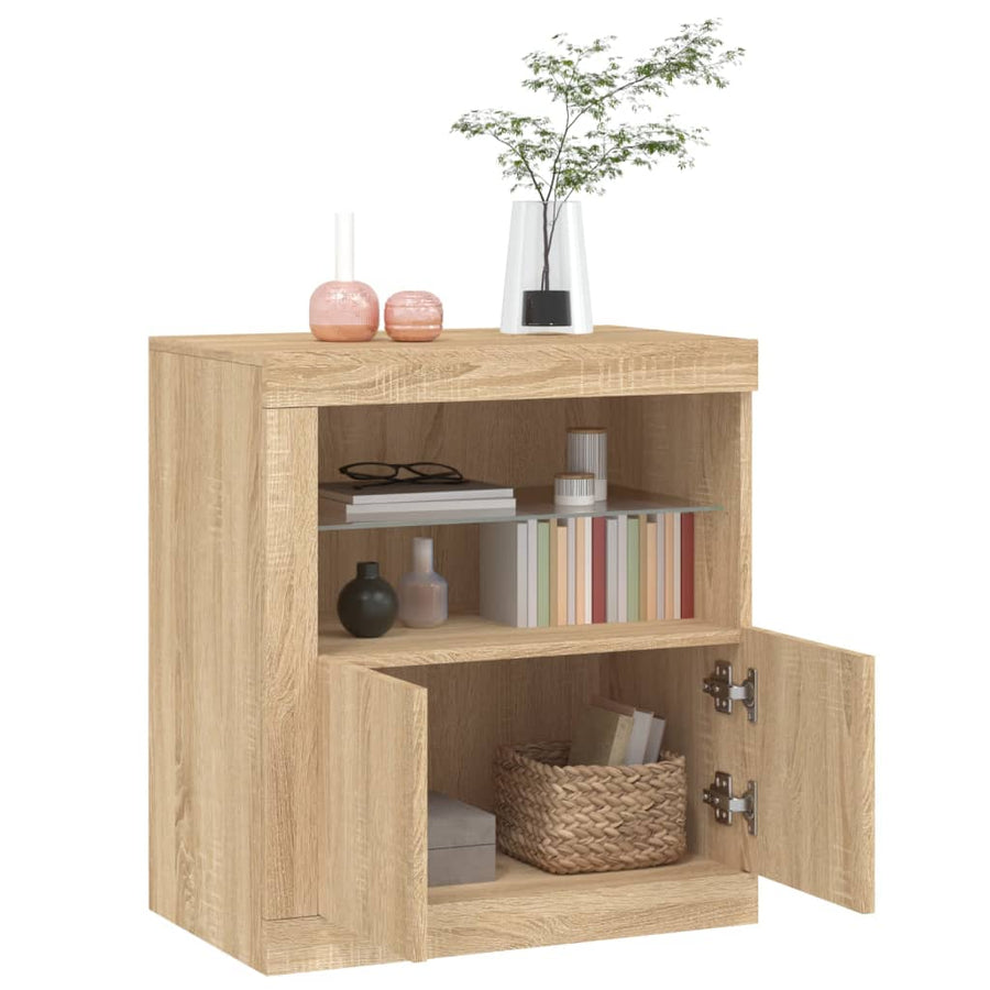 Dressoir Met Led-Verlichting 60,5X37X67 Cm Kleurig Sonoma eiken