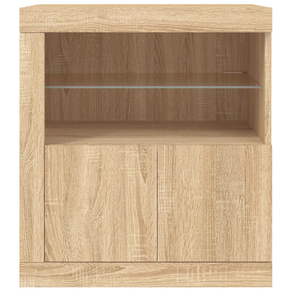 Dressoir Met Led-Verlichting 60,5X37X67 Cm Kleurig Sonoma eiken