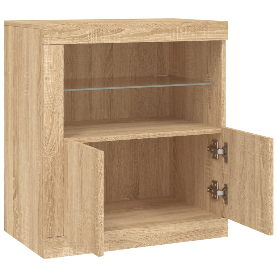 Dressoir Met Led-Verlichting 60,5X37X67 Cm Kleurig Sonoma eiken