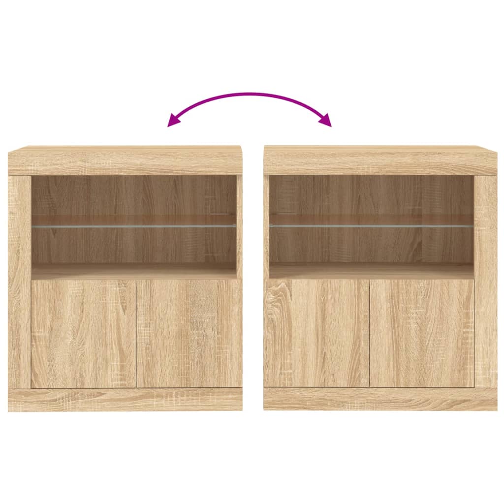 Dressoir Met Led-Verlichting 60,5X37X67 Cm Kleurig Sonoma eiken
