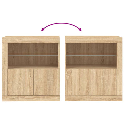 Dressoir Met Led-Verlichting 60,5X37X67 Cm Kleurig Sonoma eiken