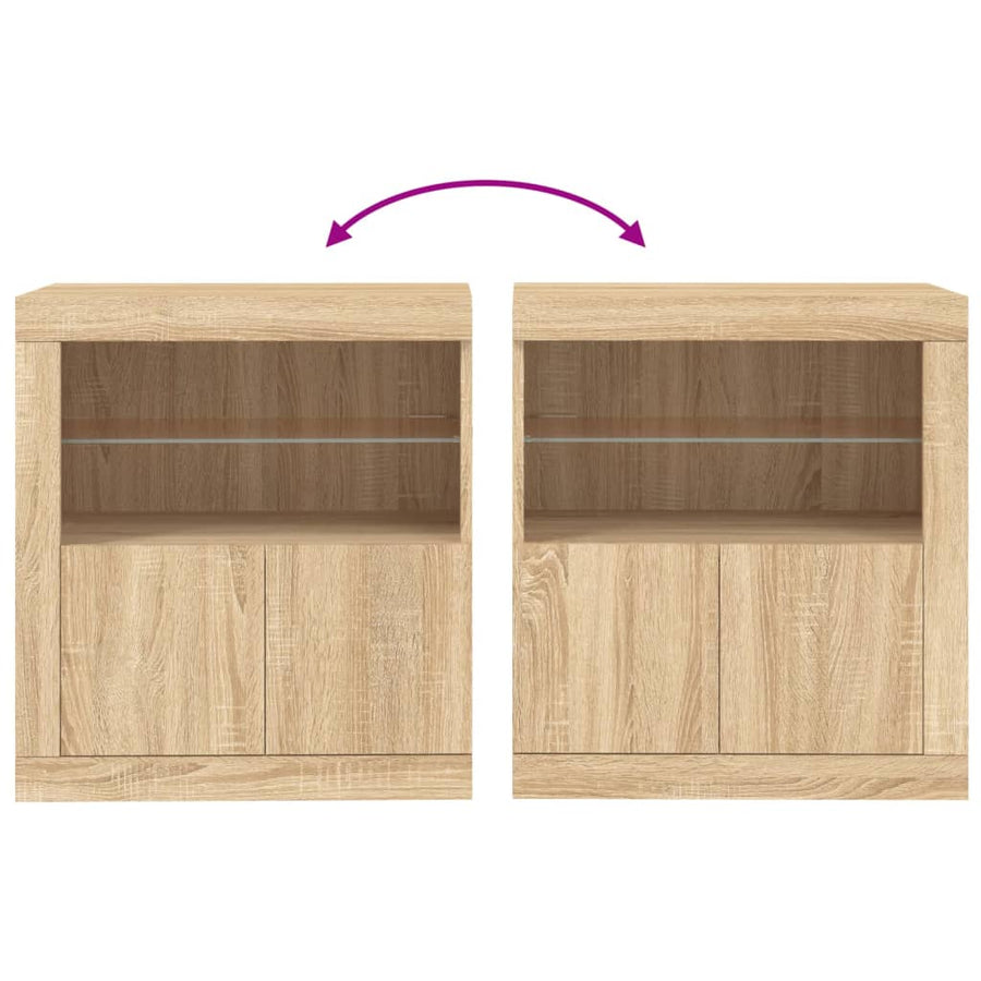 Dressoir Met Led-Verlichting 60,5X37X67 Cm Kleurig Sonoma eiken