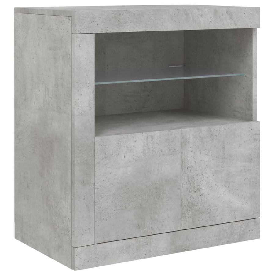 Dressoir Met Led-Verlichting 60,5X37X67 Cm Betongrijs