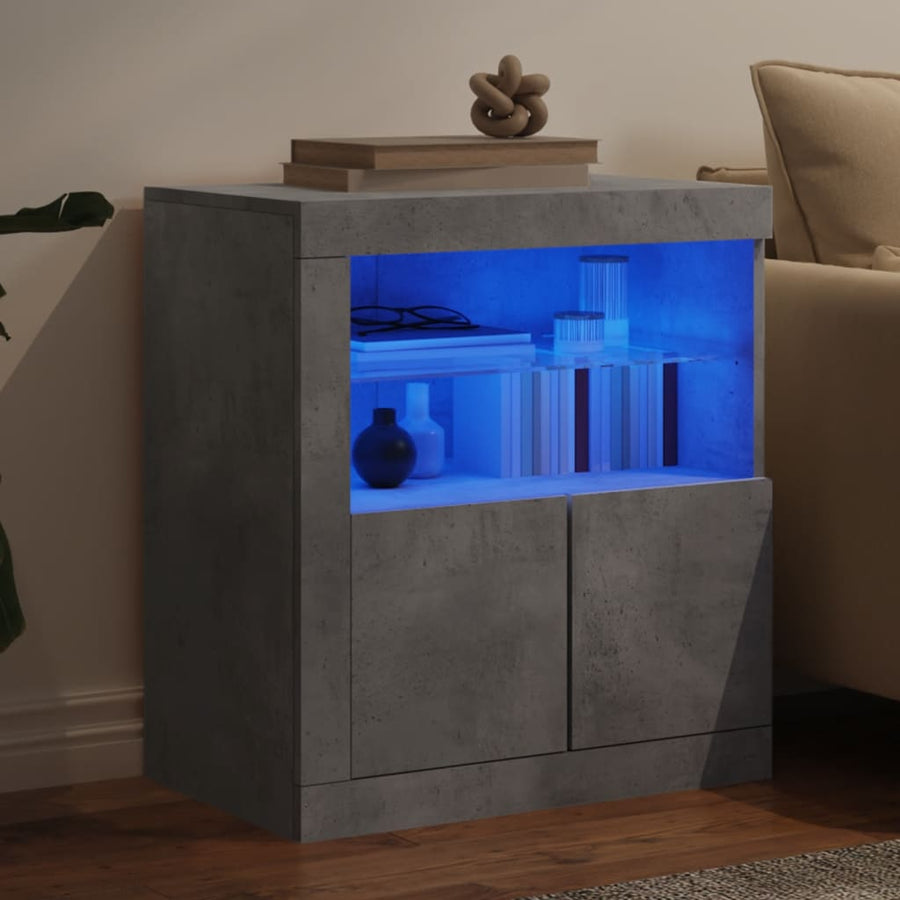 Dressoir Met Led-Verlichting 60,5X37X67 Cm Betongrijs