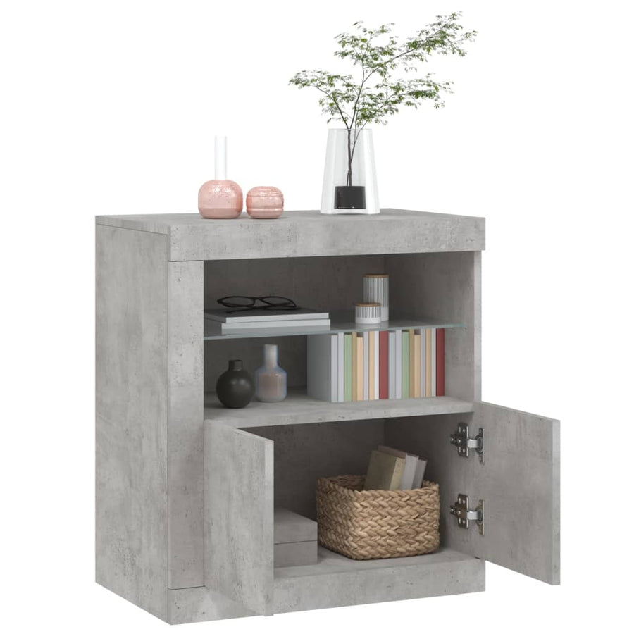 Dressoir Met Led-Verlichting 60,5X37X67 Cm Betongrijs