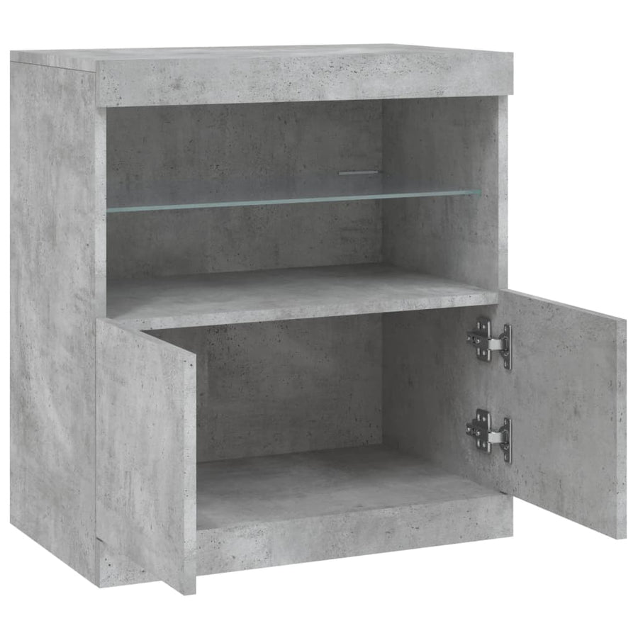 Dressoir Met Led-Verlichting 60,5X37X67 Cm Betongrijs