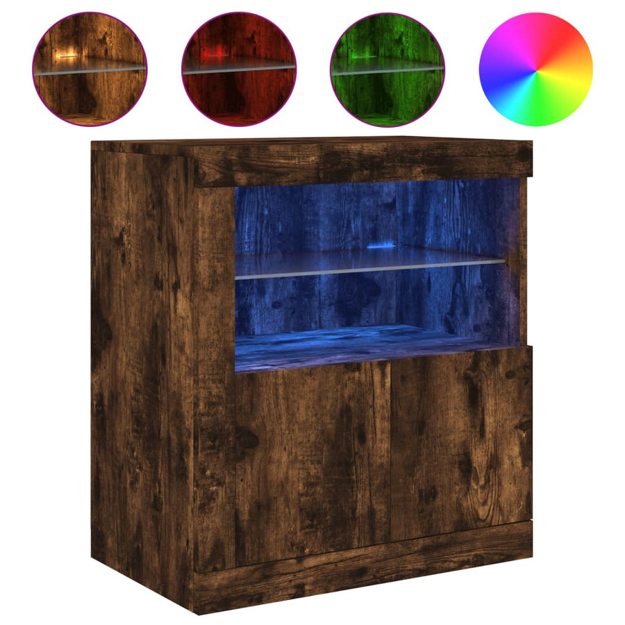 Dressoir Met Led-Verlichting 60,5X37X67 Cm Kleur Gerookt eiken