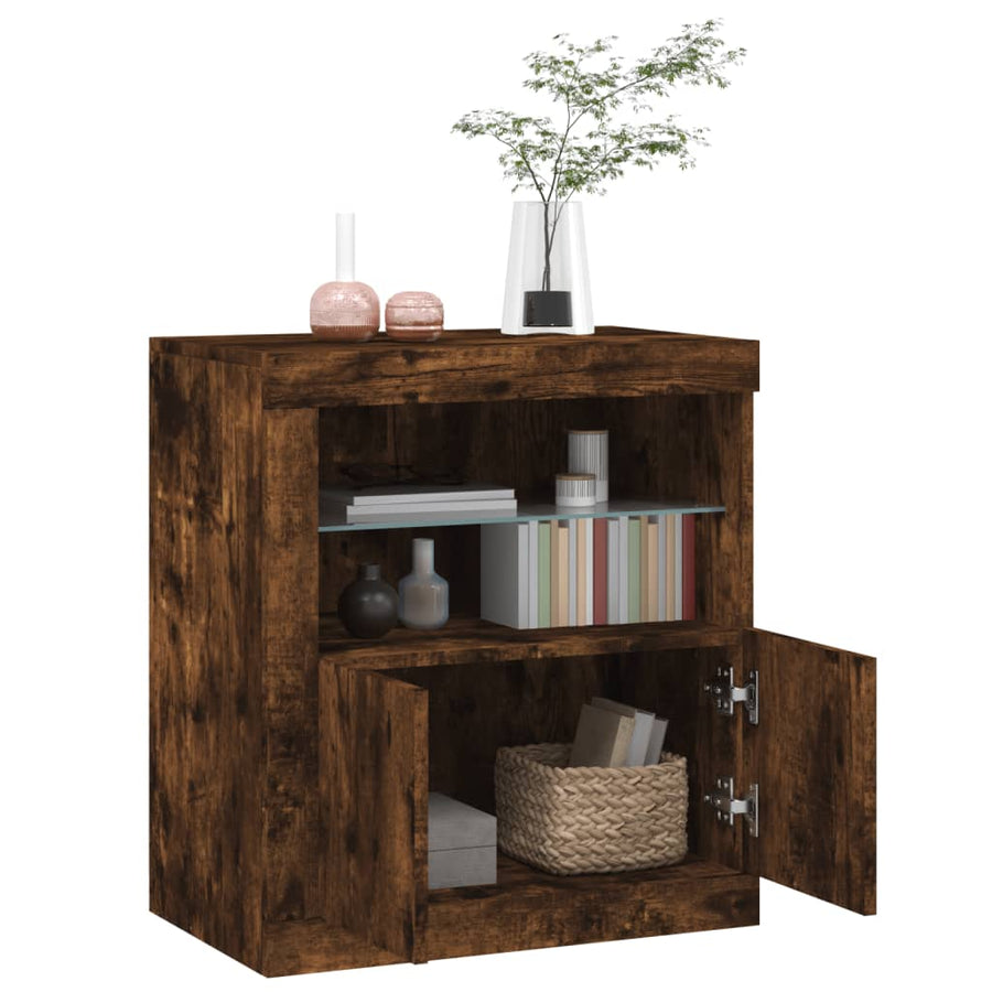 Dressoir Met Led-Verlichting 60,5X37X67 Cm Kleur Gerookt eiken