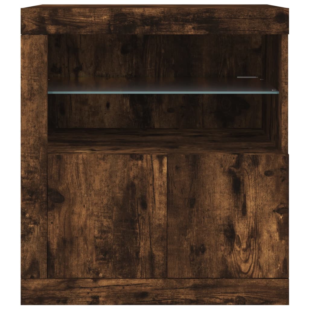 Dressoir Met Led-Verlichting 60,5X37X67 Cm Kleur Gerookt eiken