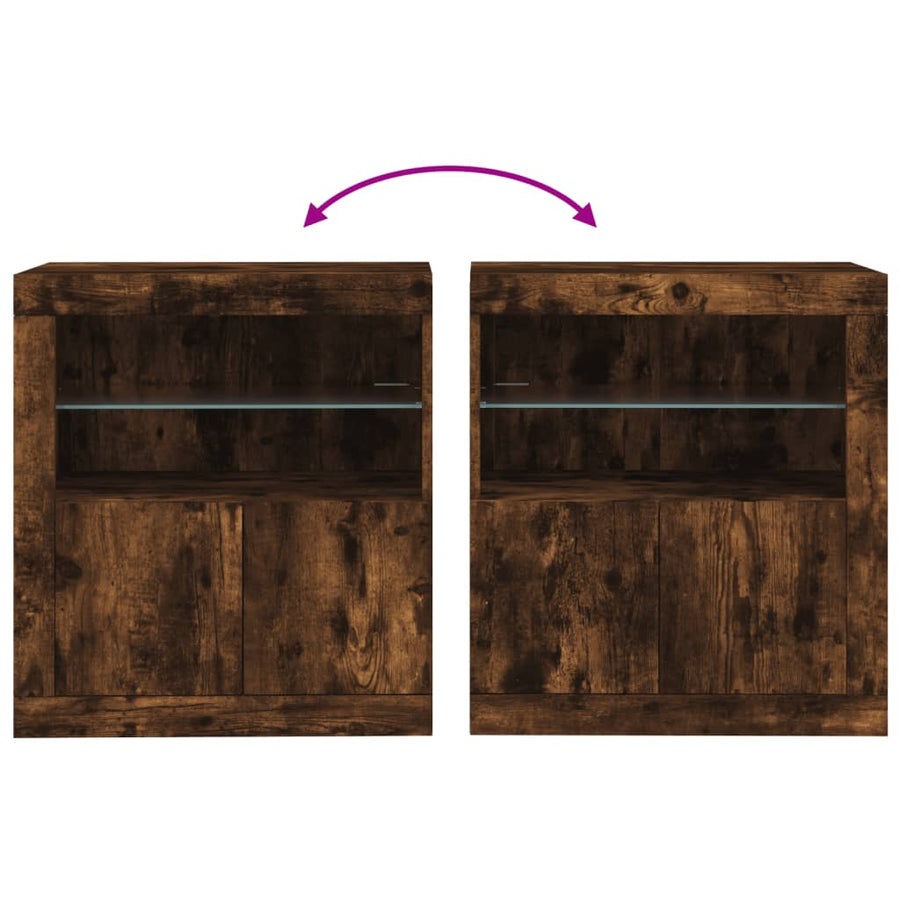 Dressoir Met Led-Verlichting 60,5X37X67 Cm Kleur Gerookt eiken