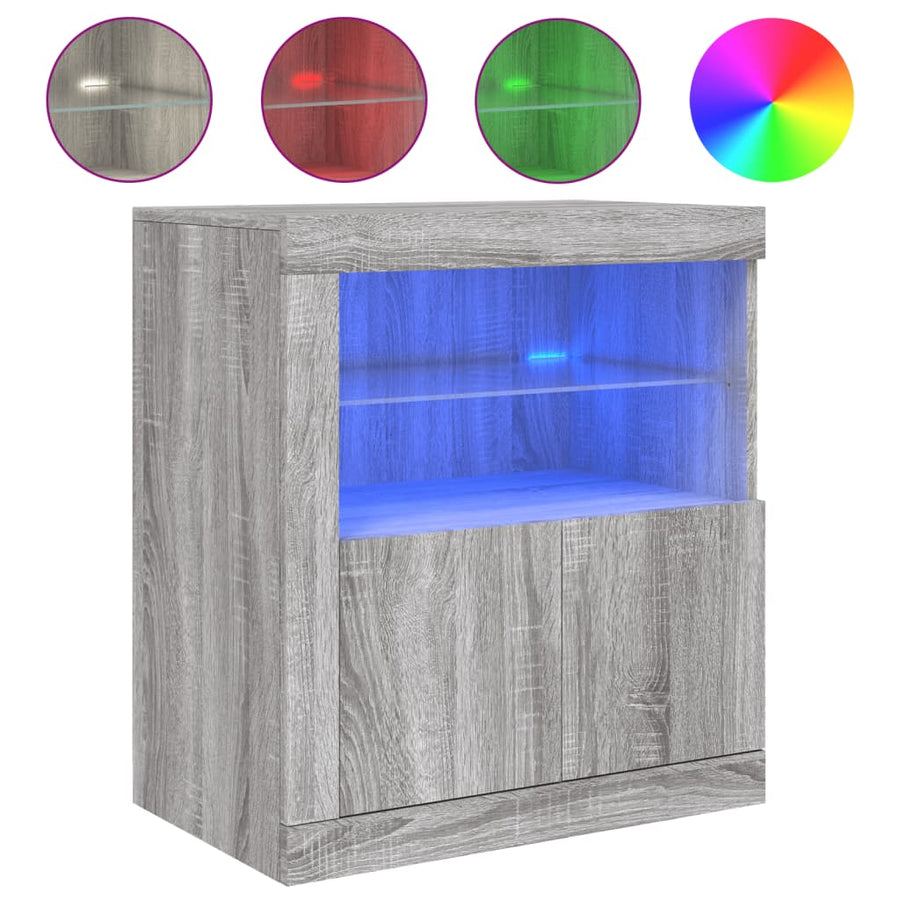 Dressoir Met Led-Verlichting 60,5X37X67 Cm Eiken Grijs sonoma