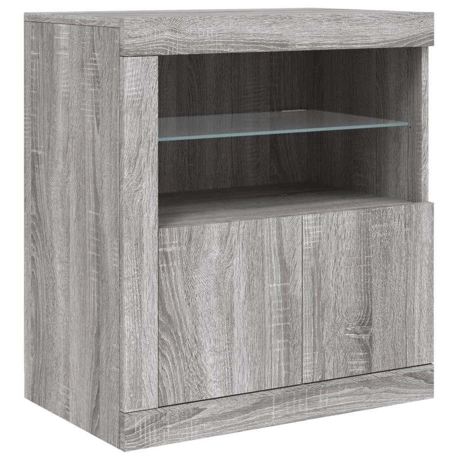 Dressoir Met Led-Verlichting 60,5X37X67 Cm Eiken Grijs sonoma