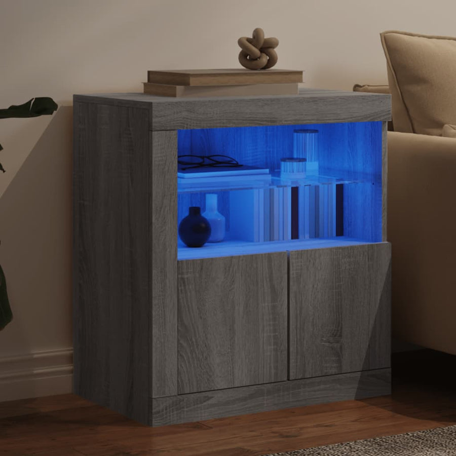 Dressoir Met Led-Verlichting 60,5X37X67 Cm Eiken Grijs sonoma