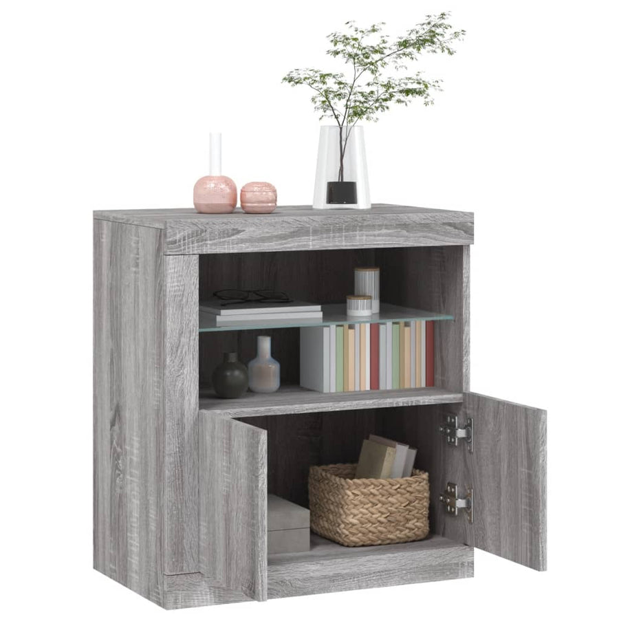 Dressoir Met Led-Verlichting 60,5X37X67 Cm Eiken Grijs sonoma