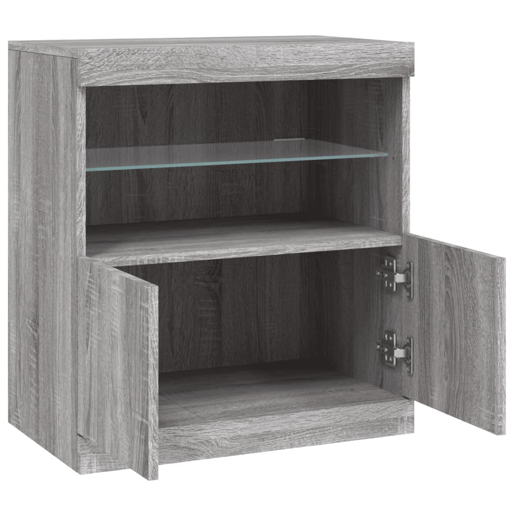 Dressoir Met Led-Verlichting 60,5X37X67 Cm Eiken Grijs sonoma
