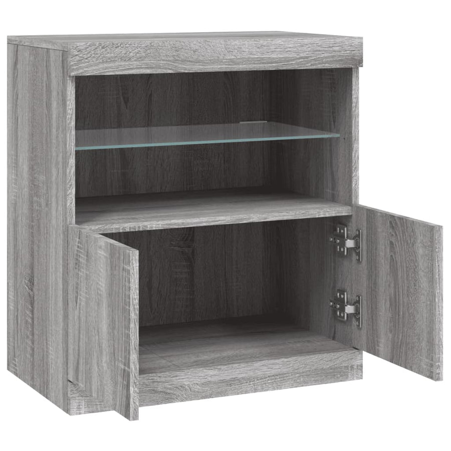 Dressoir Met Led-Verlichting 60,5X37X67 Cm Eiken Grijs sonoma