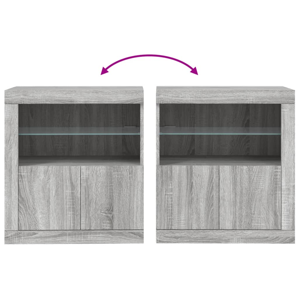 Dressoir Met Led-Verlichting 60,5X37X67 Cm Eiken Grijs sonoma