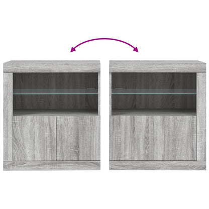 Dressoir Met Led-Verlichting 60,5X37X67 Cm Eiken Grijs sonoma