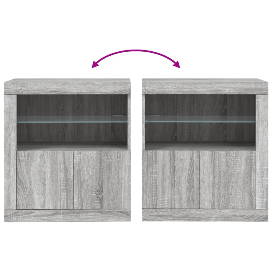 Dressoir Met Led-Verlichting 60,5X37X67 Cm Eiken Grijs sonoma