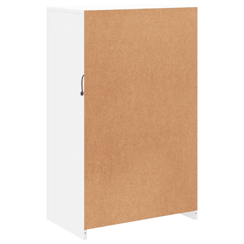 Bijzetkast Met Led-Verlichting Bewerkt Hout Wit