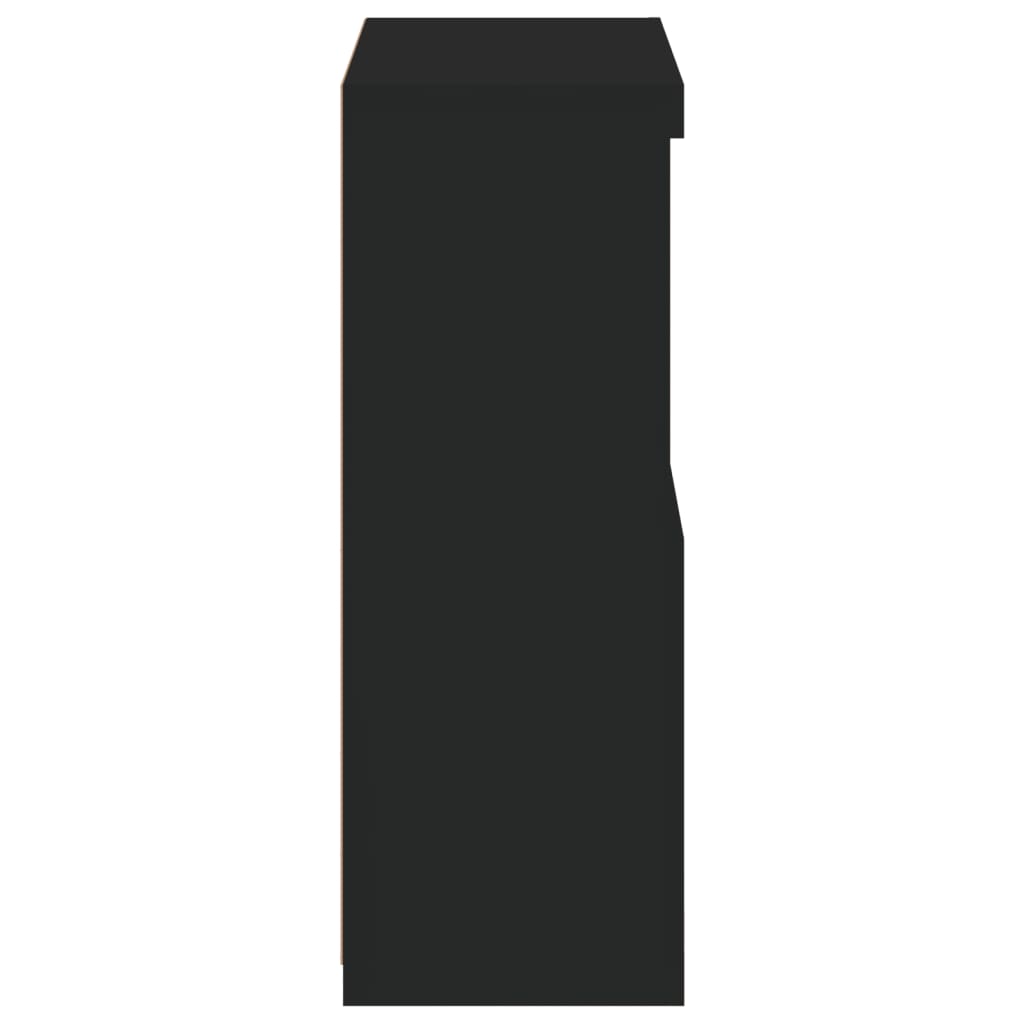 Bijzetkast Met Led-Verlichting Bewerkt Hout Zwart