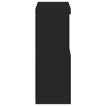 Bijzetkast Met Led-Verlichting Bewerkt Hout Zwart