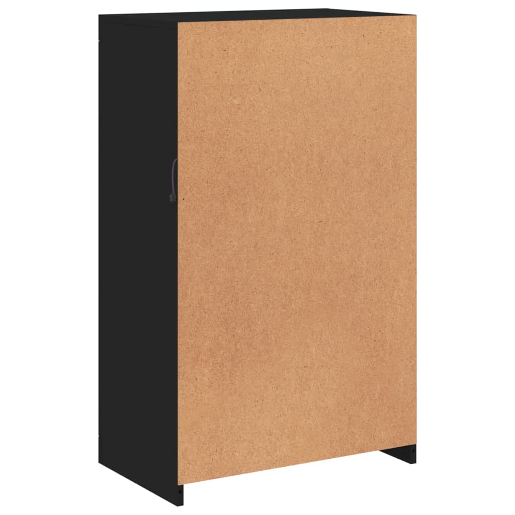 Bijzetkast Met Led-Verlichting Bewerkt Hout Zwart