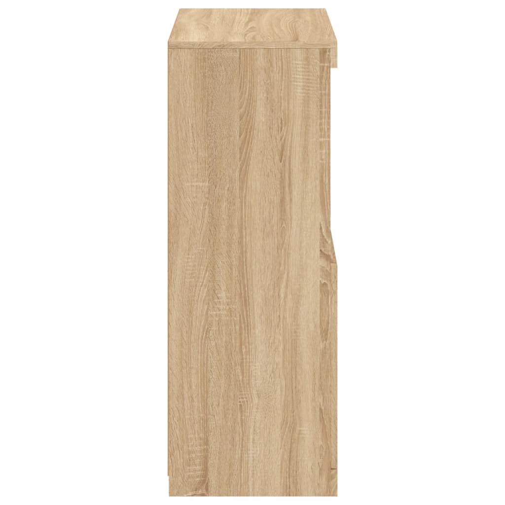 Bijzetkast Met Led-Verlichting Bewerkt Hout Kleurig Sonoma eiken