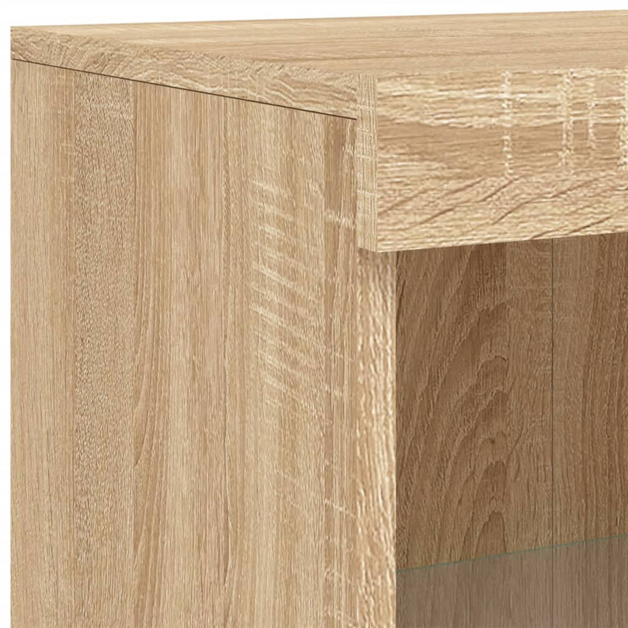 Bijzetkast Met Led-Verlichting Bewerkt Hout Kleurig Sonoma eiken