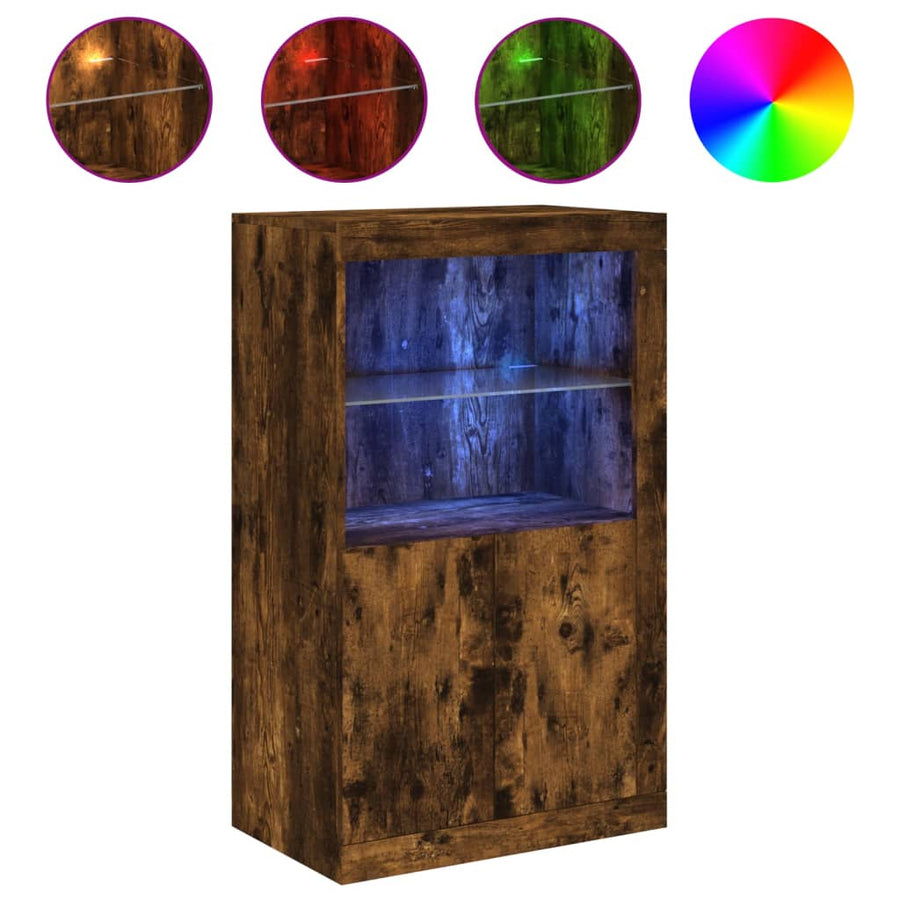Bijzetkast Met Led Bewerkt Hout Kleurig Gerookt eiken