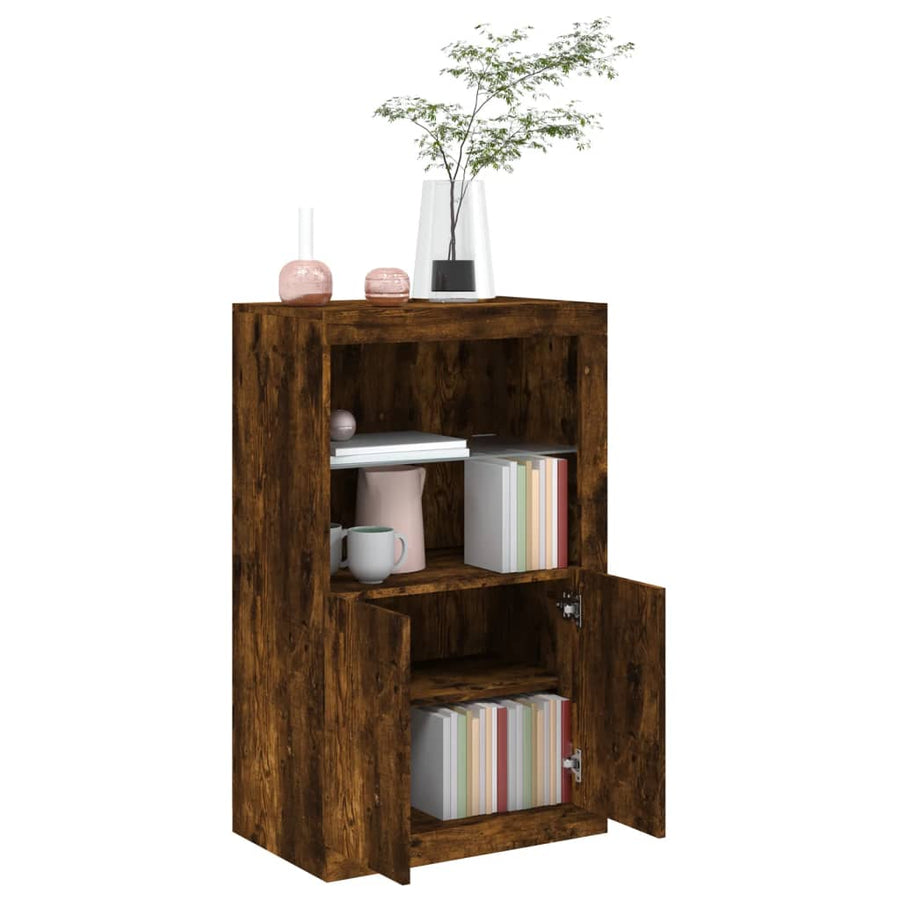 Bijzetkast Met Led Bewerkt Hout Kleurig Gerookt eiken