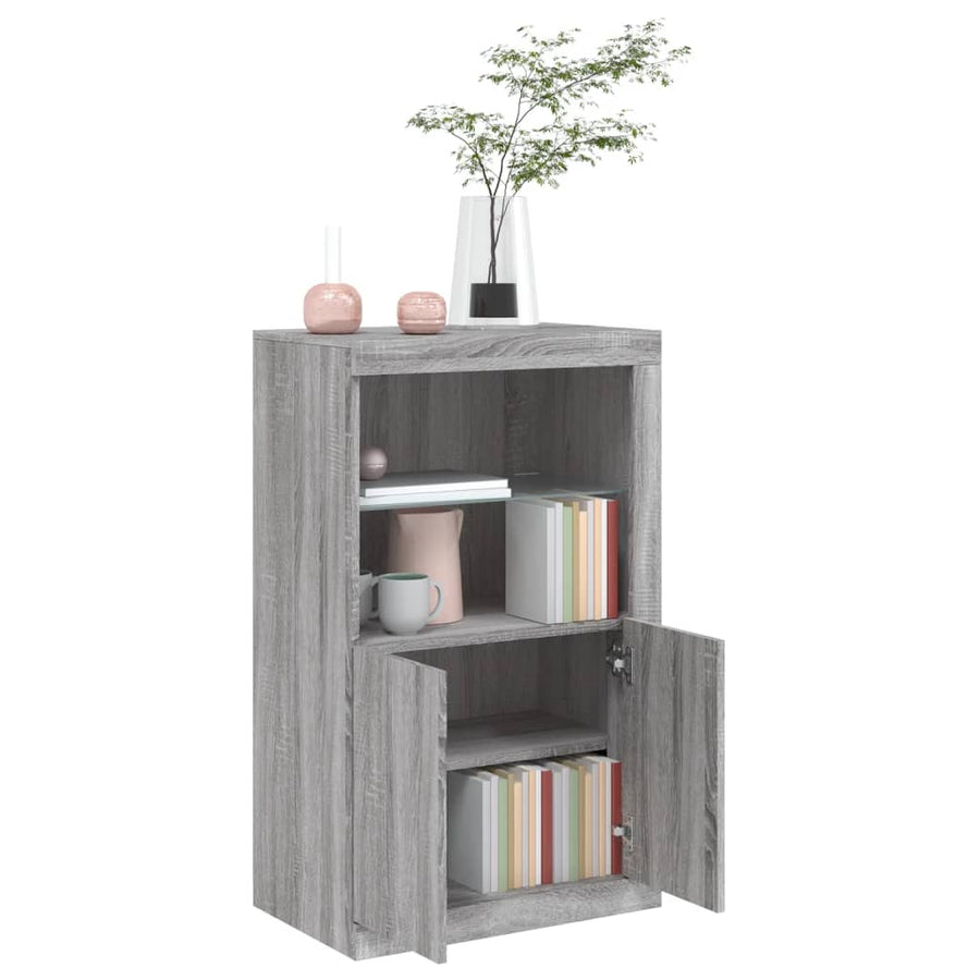 Bijzetkast Met Led Bewerkt Hout Eikenkleurig Grijs sonoma