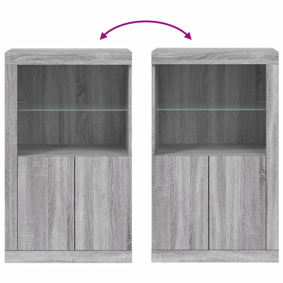 Bijzetkast Met Led Bewerkt Hout Eikenkleurig Grijs sonoma