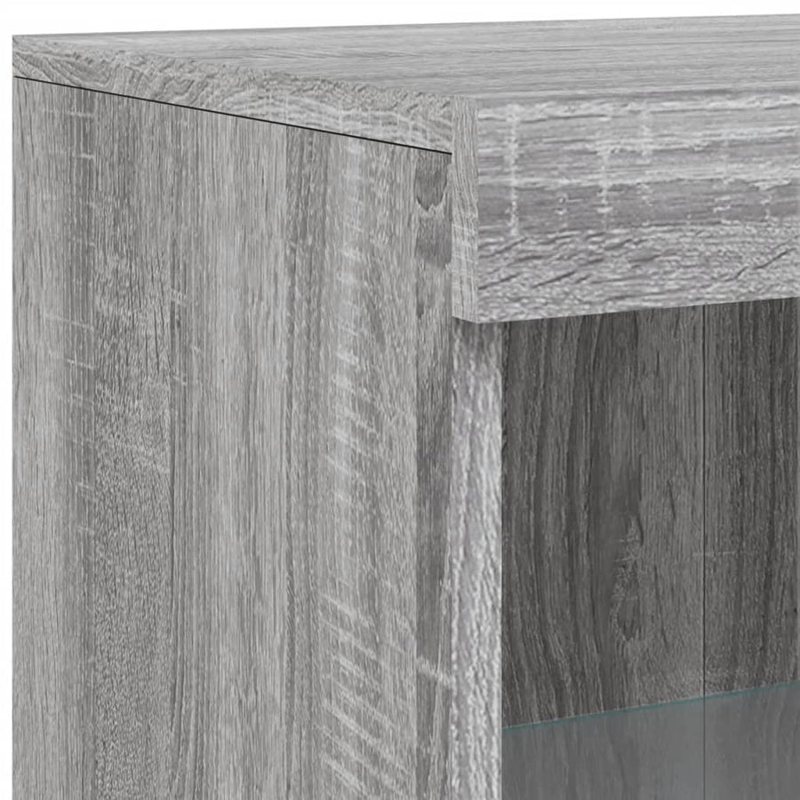 Bijzetkast Met Led Bewerkt Hout Eikenkleurig Grijs sonoma