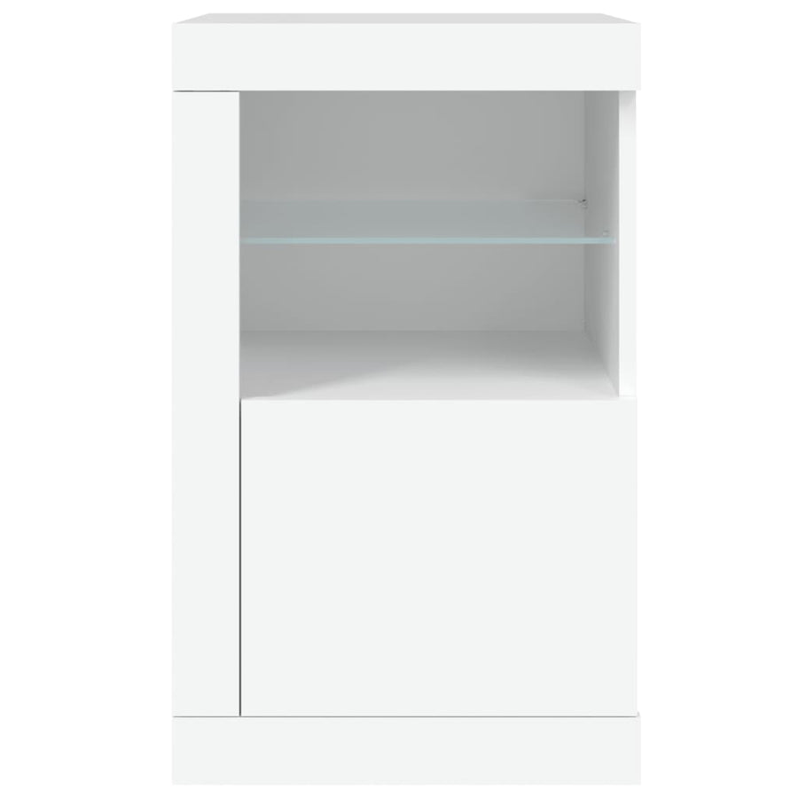 Bijzetkast Met Led-Verlichting Bewerkt Hout 1 Wit