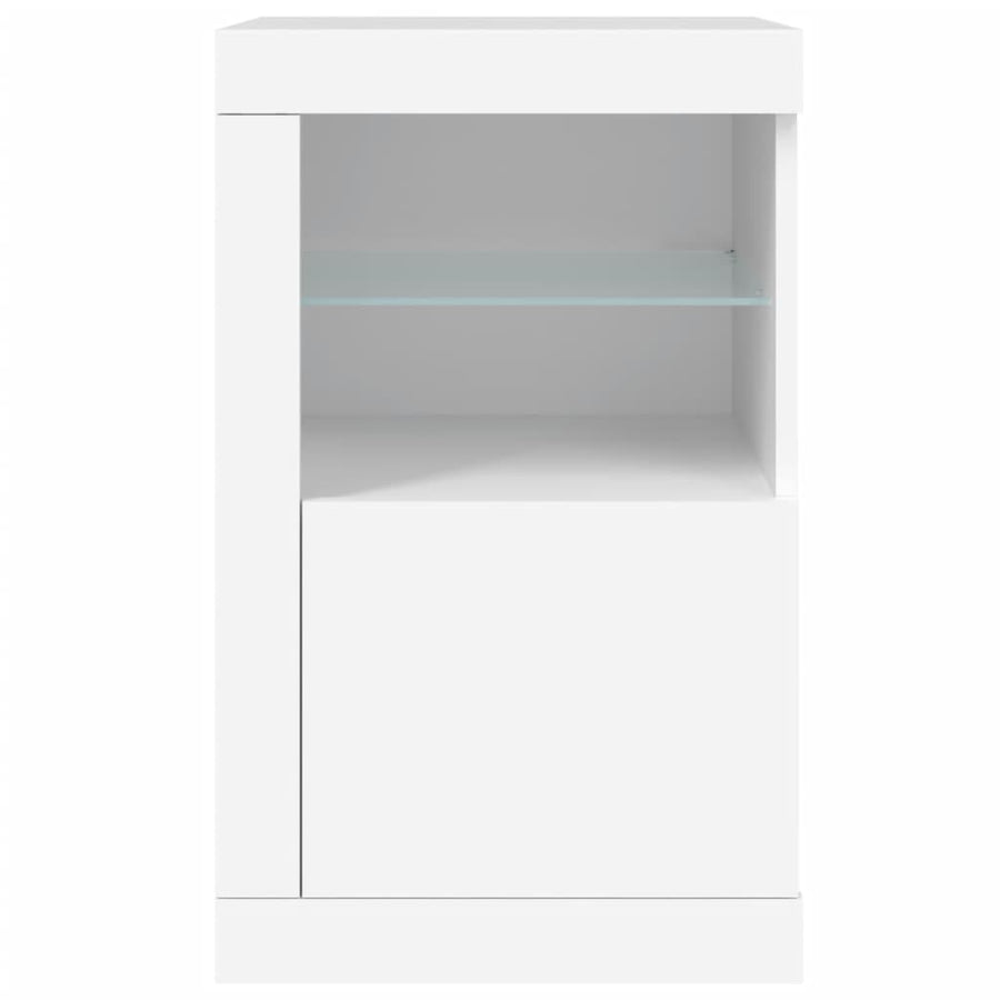 Bijzetkastjes Met Led-Verlichting Bewerkt Hout 1 2 Wit