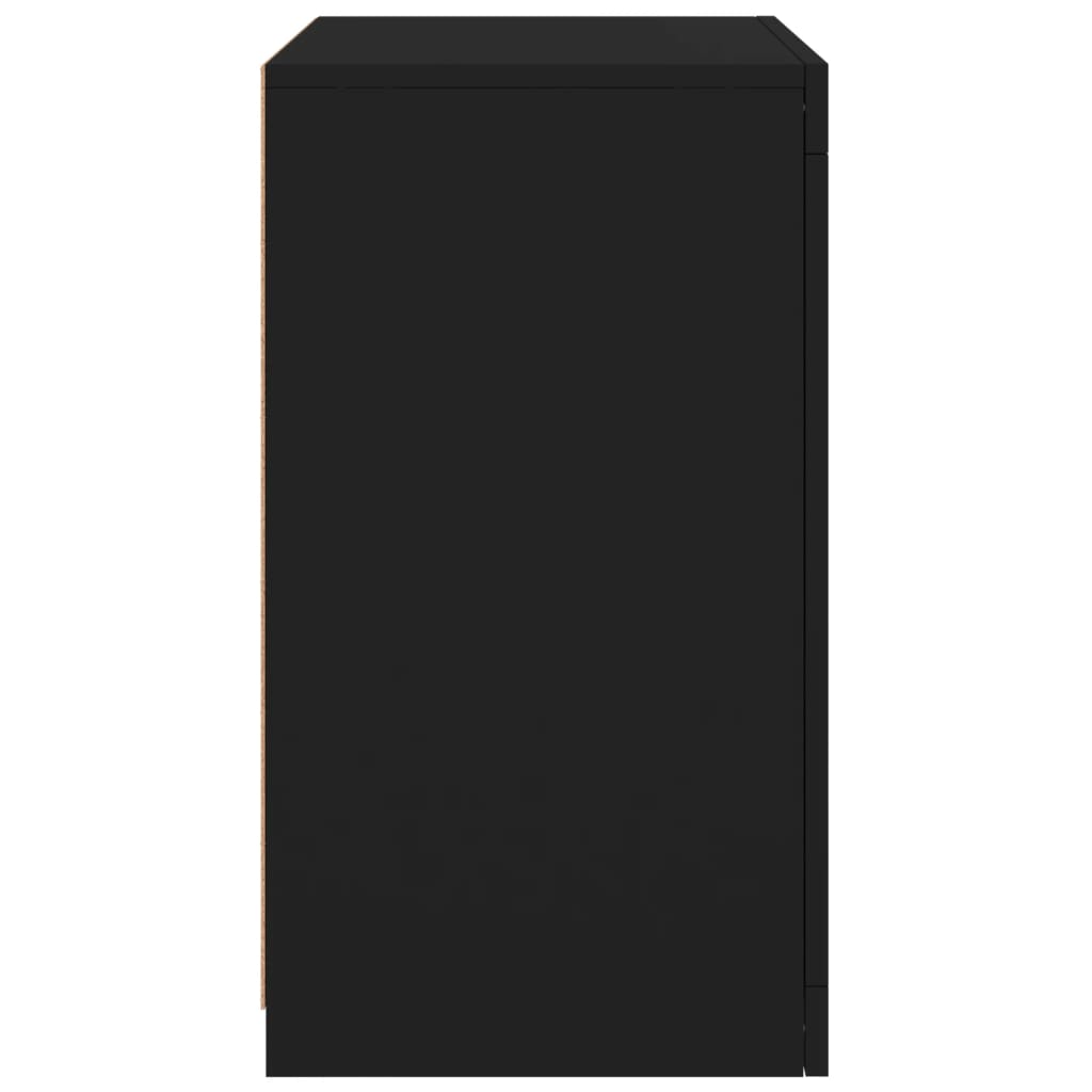 Bijzetkastjes Met Led-Verlichting Bewerkt Hout 1 2 Zwart