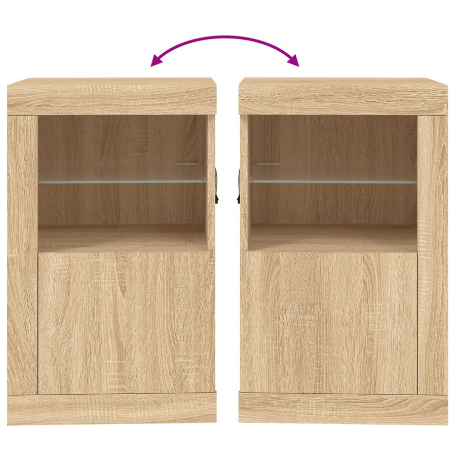 Bijzetkast Met Led-Verlichting Bewerkt Hout Kleurig 1 Sonoma eiken