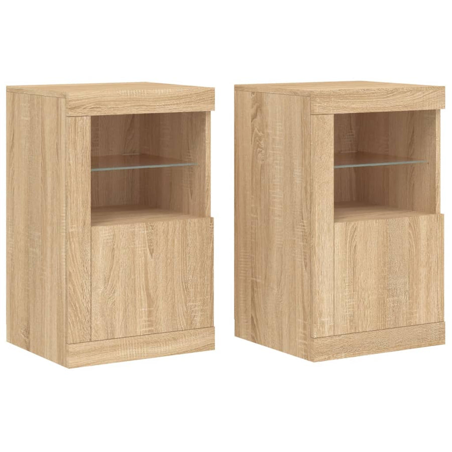 Bijzetkastjes Met Led Bewerkt Hout Kleurig 1 2 Sonoma eiken