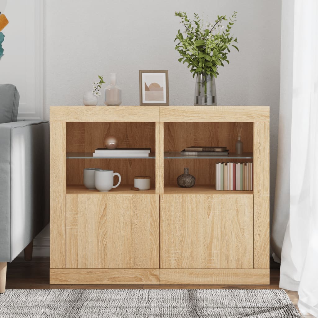 Bijzetkastjes Met Led Bewerkt Hout Kleurig 1 2 Sonoma eiken