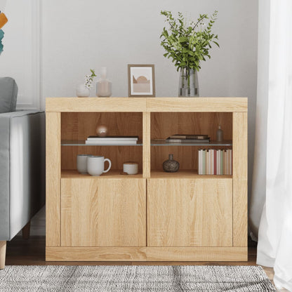 Bijzetkastjes Met Led Bewerkt Hout Kleurig 1 2 Sonoma eiken