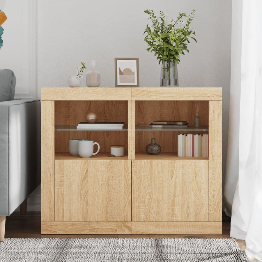 Bijzetkastjes Met Led Bewerkt Hout Kleurig 1 2 Sonoma eiken