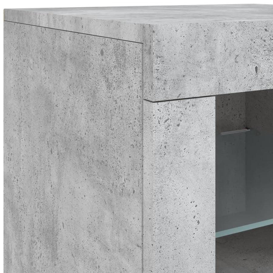 Bijzetkast Met Led-Verlichting Bewerkt Hout 1 Betongrijs