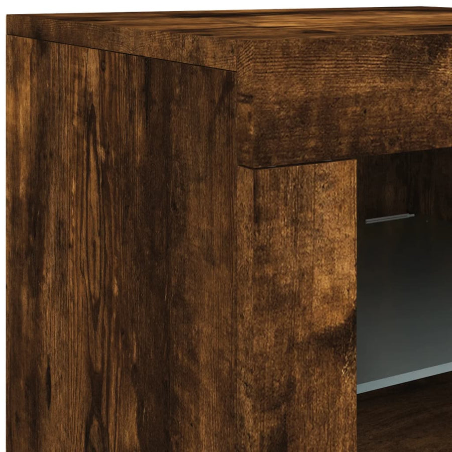 Bijzetkast Met Led Bewerkt Hout Kleurig 1 Gerookt eiken