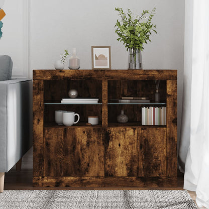 Bijzetkastjes Met Led Bewerkt Hout Kleurig 1 2 Gerookt eiken