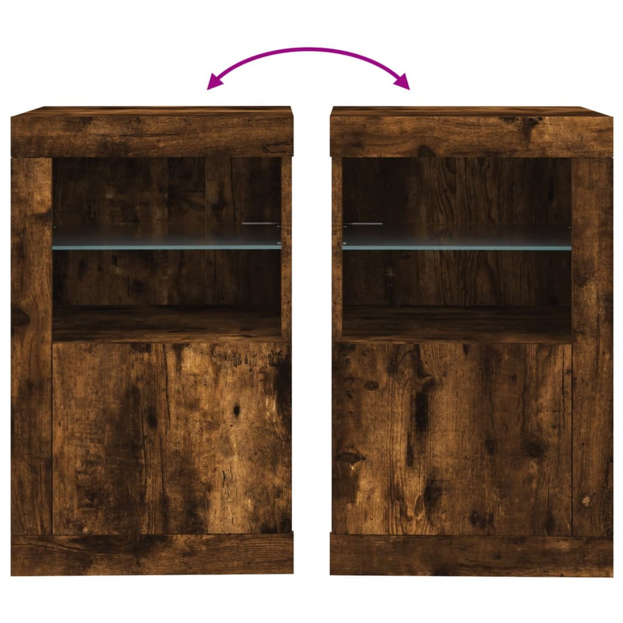 Bijzetkastjes Met Led Bewerkt Hout Kleurig 1 2 Gerookt eiken
