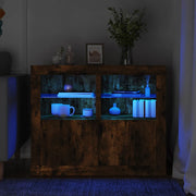 Bijzetkastjes 2 st bewerkt hout gerookt eiken LED