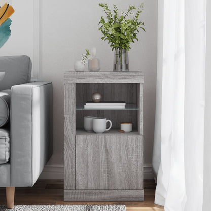 Bijzetkast Met Led Bewerkt Hout 1 Grijs sonoma
