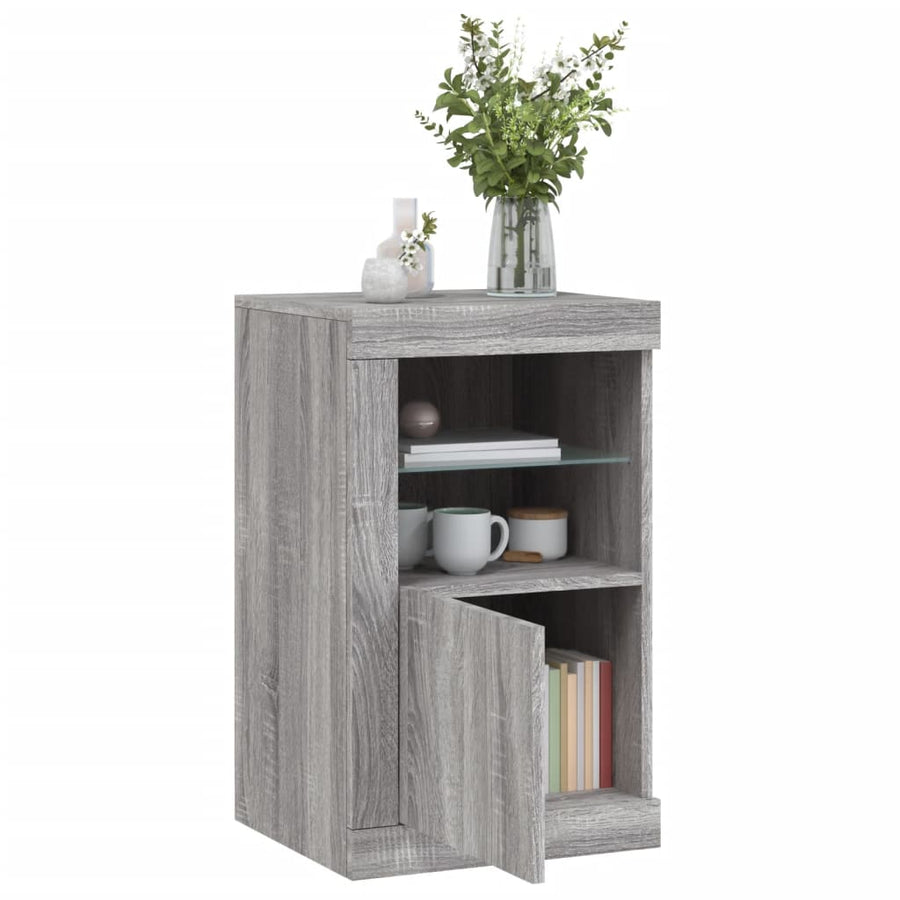 Bijzetkast Met Led Bewerkt Hout 1 Grijs sonoma
