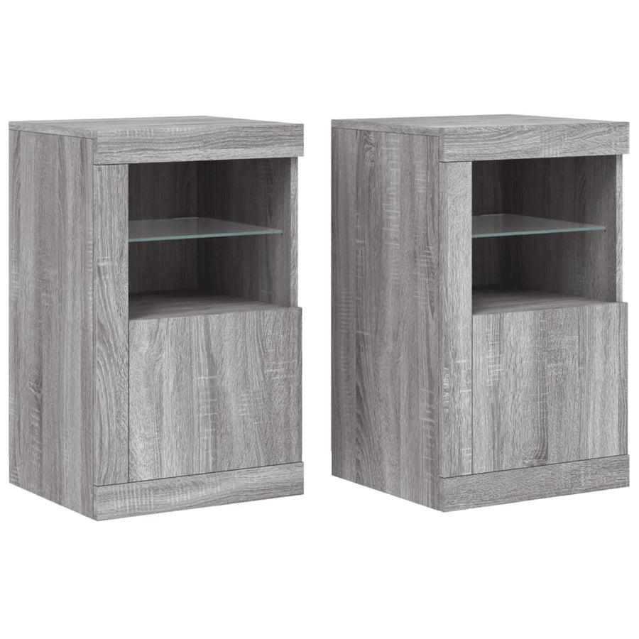 Bijzetkastjes Met Led Bewerkt Hout Eikenkleur 1 2 Grijs sonoma
